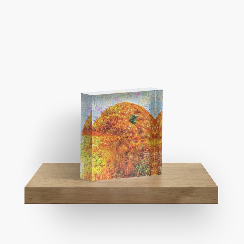 #DeepDreamed Frozen Orange Acrylic Block