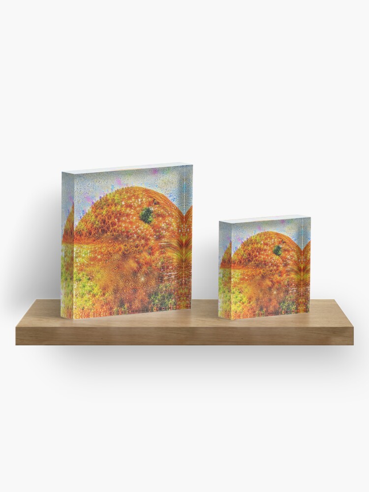 Alternate view of #DeepDreamed Frozen Orange Acrylic Block