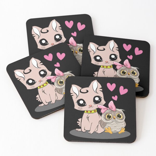 Item preview, Cute Cat And An Owl With Big Eyes designed and sold by KA DESIGNS.