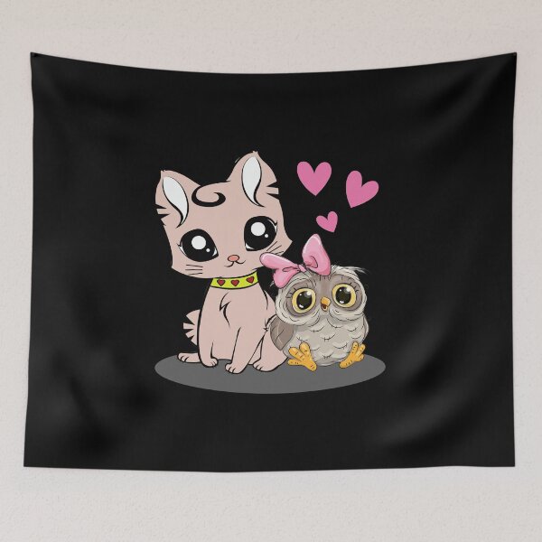 Item preview, Cute Cat And An Owl With Big Eyes designed and sold by KA DESIGNS.