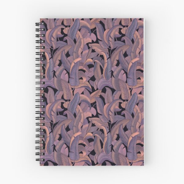 Item preview, Purple leaves on black. Strelitzia leaves pattern designed and sold by Antonina Sotnikova.
