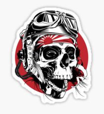 Japanese Pilot skull Sticker