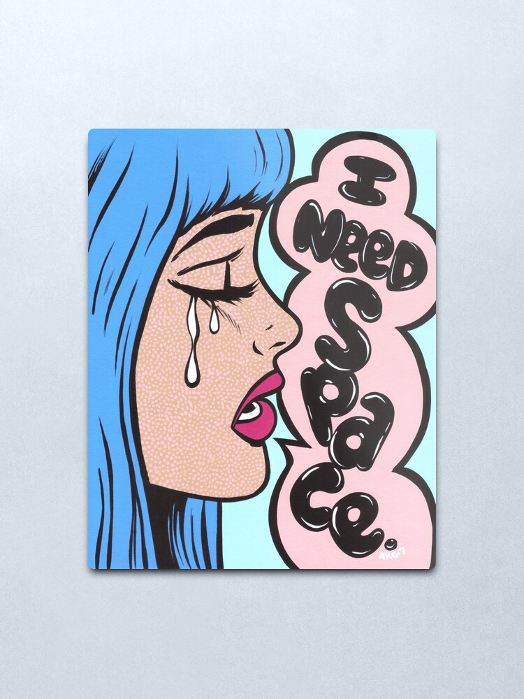 Alternate view of I Need Space. Crying Comic Girl Metal Print