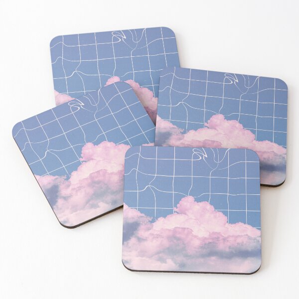 Item preview, Aesthetic Lo-fi Clouds and Purple Blue Sky Grid  by tartagain \\  Pretty Lo-fi Aesthetic designed and sold by tartagain.