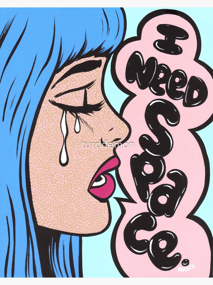 I Need Space Crying Comic Girl Sticker For Sale By Turddemon Redbubble