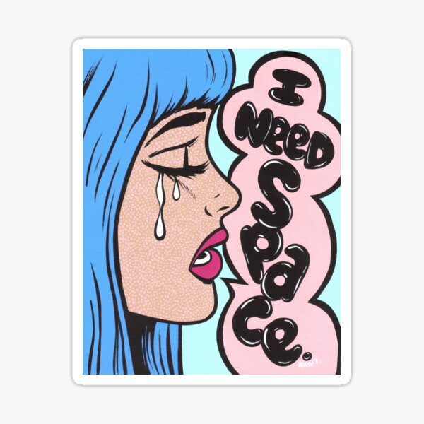 I Need Space Crying Comic Girl Sticker For Sale By Turddemon Redbubble