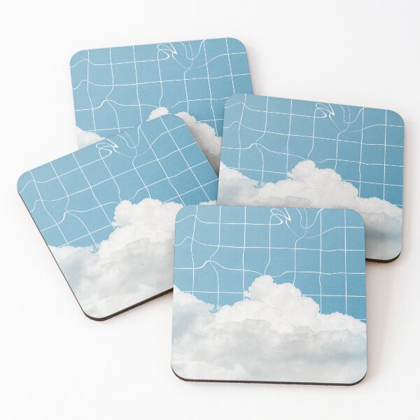 Item preview, Aesthetic Lo-fi Clouds and Light Blue Sky Grid by tartagain \\ Pretty Lo-fi Aesthetic designed and sold by tartagain.