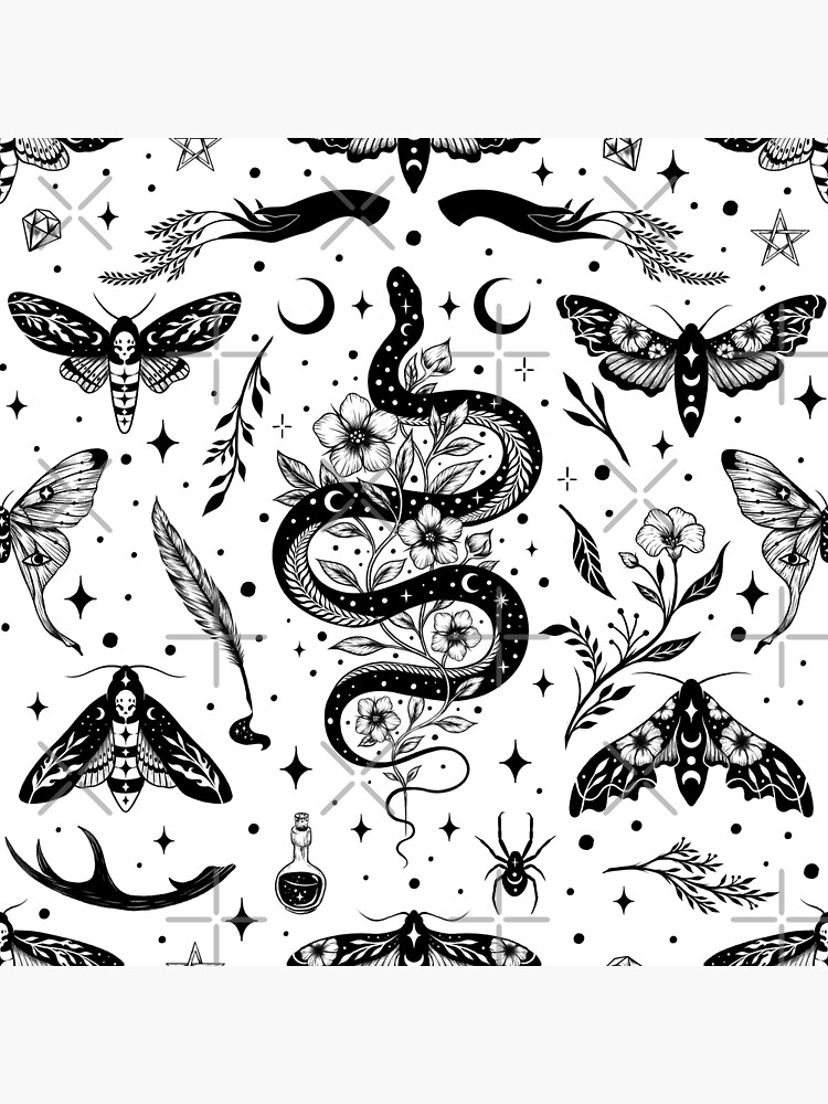 Large Scale Tattoo flash black and White Fabric