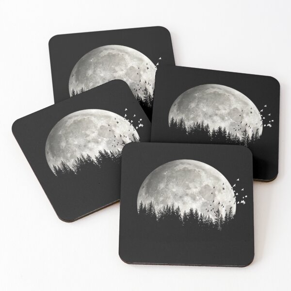 Item preview, Trees Are The Cure - Full Moon in front of Pine Tree Forest Silhouette  designed and sold by BlackGrain.