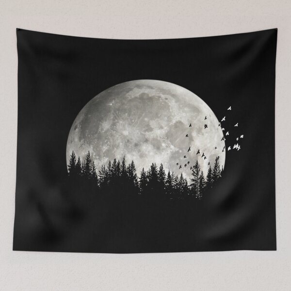 Item preview, Trees Are The Cure - Full Moon in front of Pine Tree Forest Silhouette  designed and sold by BlackGrain.