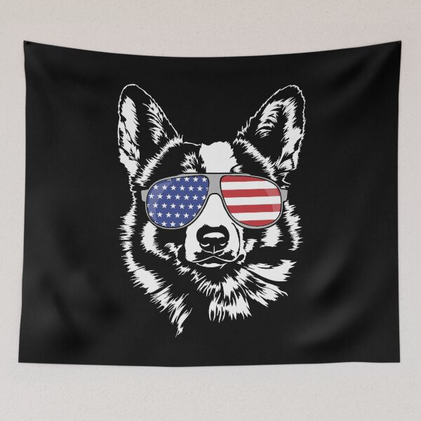 Item preview, Welsh Corgi American Flag Sunglasses Patriotic Dog designed and sold by dogarts.