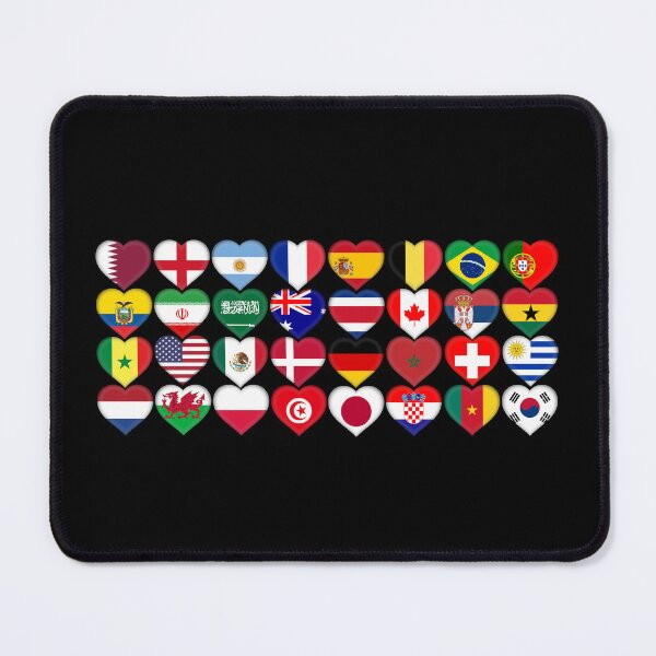 Item preview, Country Flags in Hearts, the 32 countries participating in Qatar football tournament 2022 designed and sold by URSparklingShop.