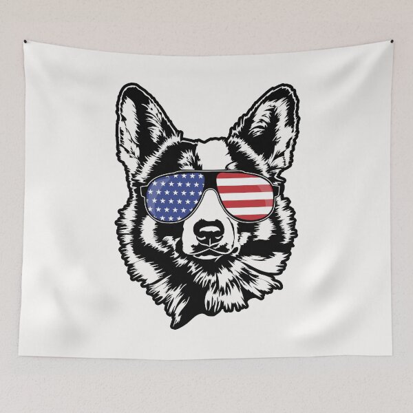 Item preview, Welsh Corgi American Flag Sunglasses Patriotic Dog designed and sold by dogarts.