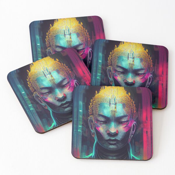 Item preview, Cyberpunk Buddha with neon colors designed and sold by pcusine.