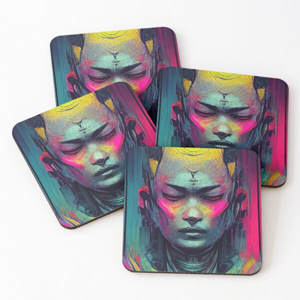 Item preview, Cyberpunk Buddha with neon colors designed and sold by pcusine.