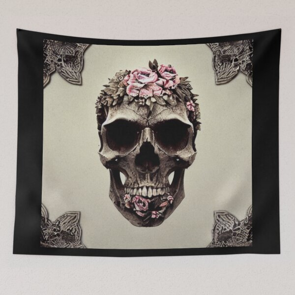 Item preview, Victorian Ghotic Floral Skull, skull with floral designed and sold by ValleyDream.