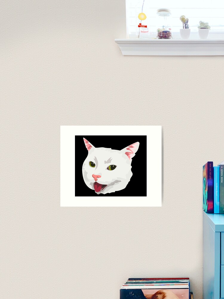 Cat Scared by Cucumber, Cursed Cat Images Poster for Sale by printify