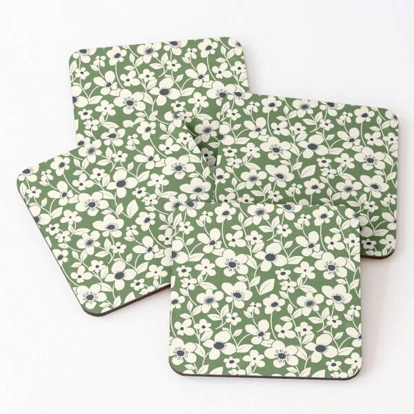 Item preview, Retro Flower Field - Sap Green designed and sold by appleyards.