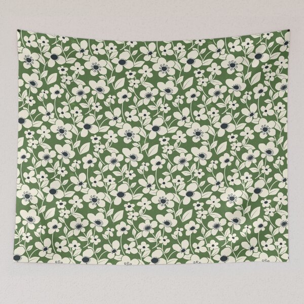 Item preview, Retro Flower Field - Sap Green designed and sold by appleyards.