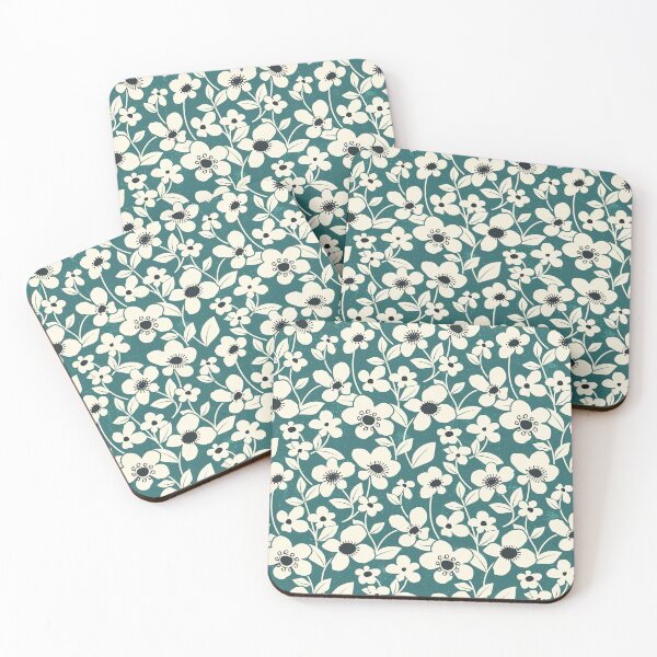 Item preview, Retro Flower Field - Verdigris designed and sold by appleyards.
