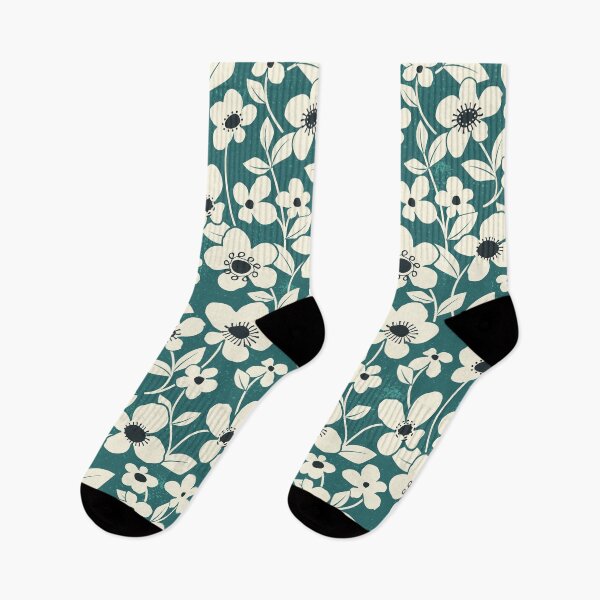 Item preview, Retro Flower Field - Verdigris designed and sold by appleyards.