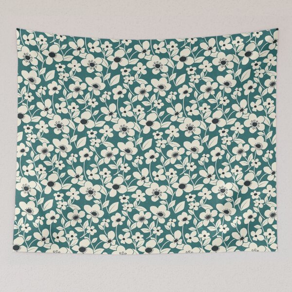 Item preview, Retro Flower Field - Verdigris designed and sold by appleyards.