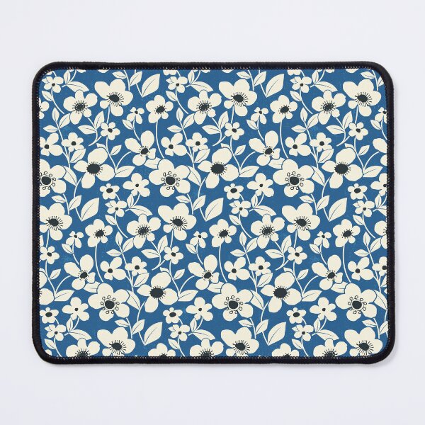Item preview, Retro Flower Field - Endeavour Blue designed and sold by appleyards.