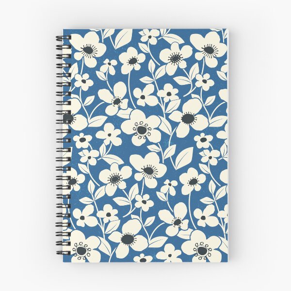 Item preview, Retro Flower Field - Endeavour Blue designed and sold by appleyards.