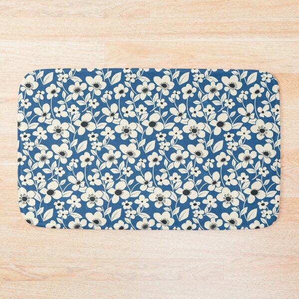 Item preview, Retro Flower Field - Endeavour Blue designed and sold by appleyards.