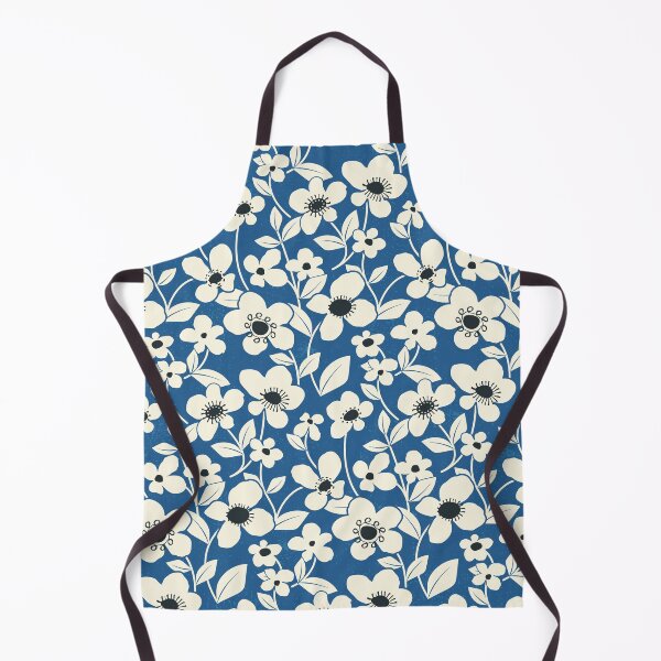 Item preview, Retro Flower Field - Endeavour Blue designed and sold by appleyards.