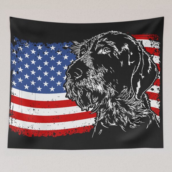 Item preview, German Wirehaired Pointer American Flag Patriotic Dog designed and sold by dogarts.