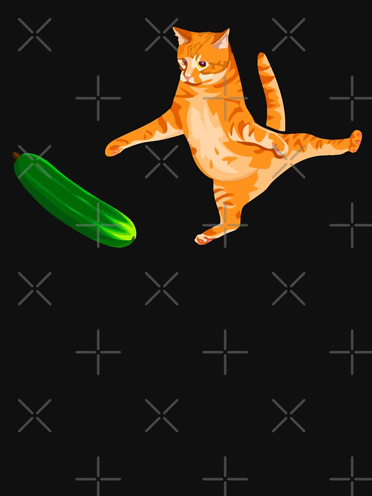 Cat Scared by Cucumber, Cursed Cat Images Poster for Sale by printify