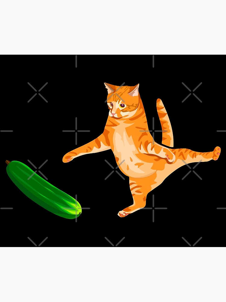 Cat Scared by Cucumber, Cursed Cat Images Poster for Sale by printify