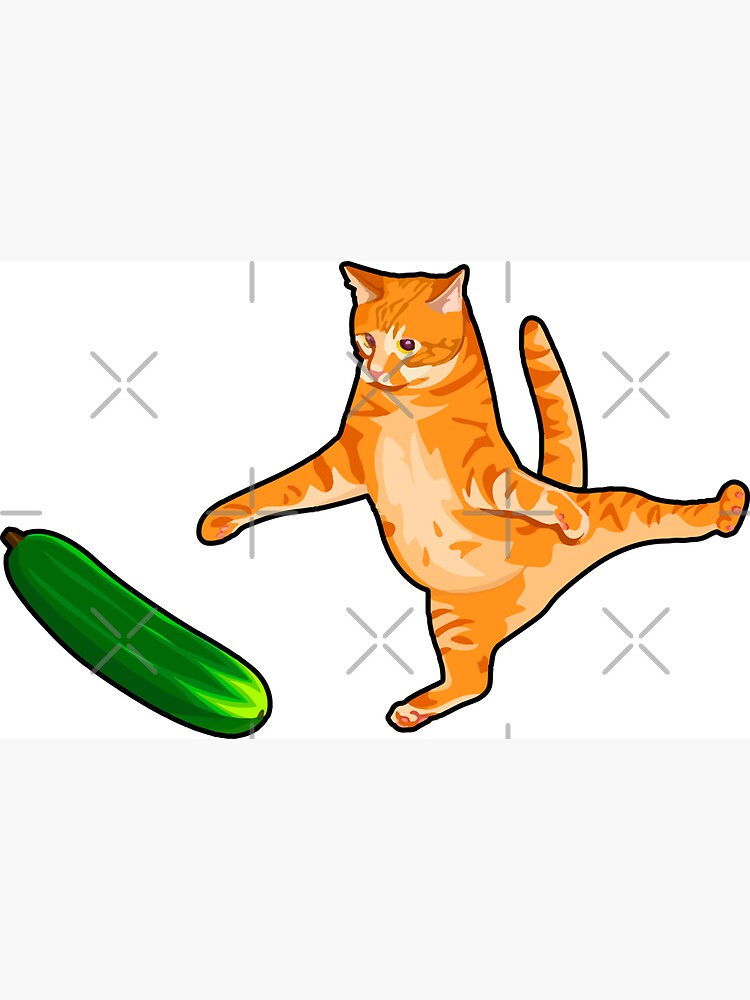 Cat Scared by Cucumber, Cursed Cat Images Poster for Sale by printify