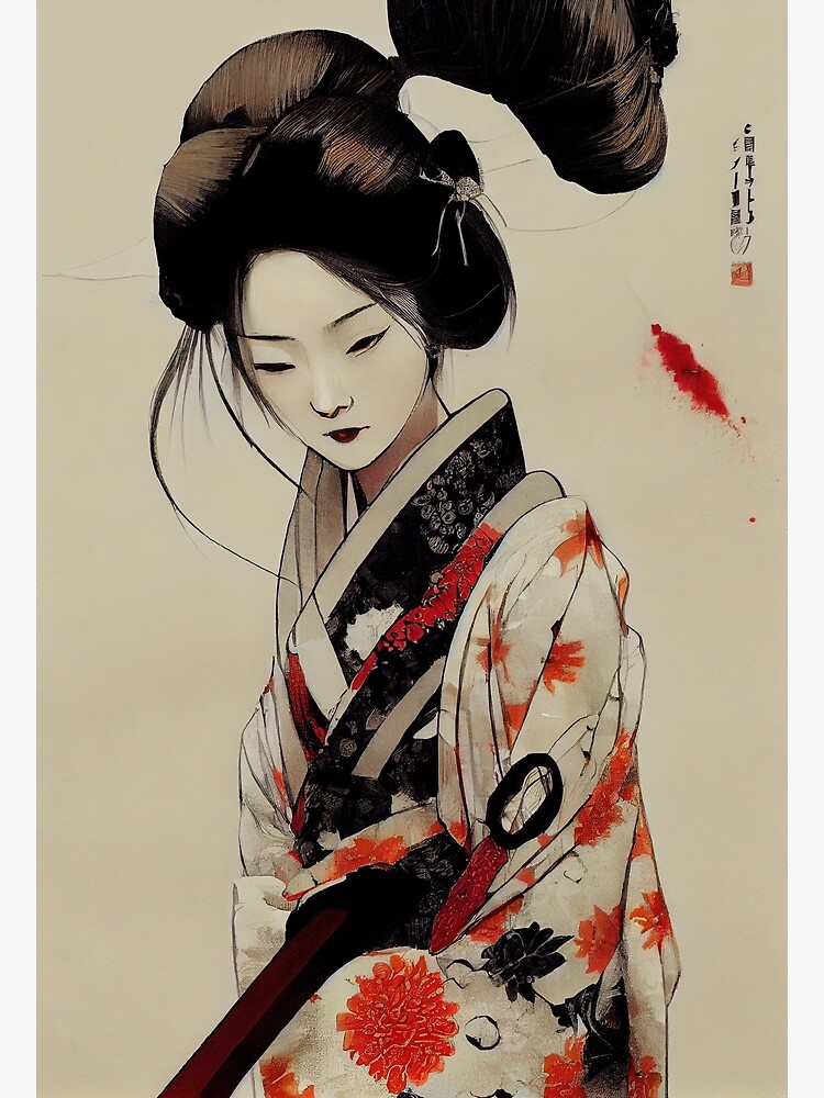 Poster for Sale mit Traditionelle japanische Geisha im Kimono von Valro