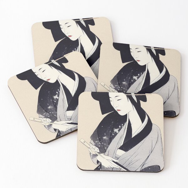 Item preview, Beautiful Japanese Geisha Ink Style Art in Black and Gray  designed and sold by Valro.