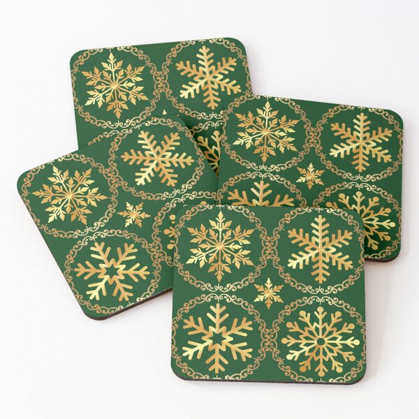 Item preview, Gold and green metallic snowflakes  designed and sold by KCAbdelnour.