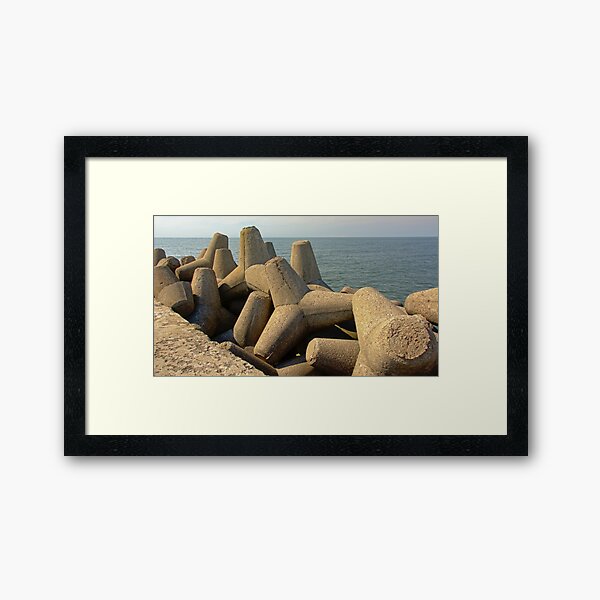 Detail of Liepaja breakwater Framed Art Print