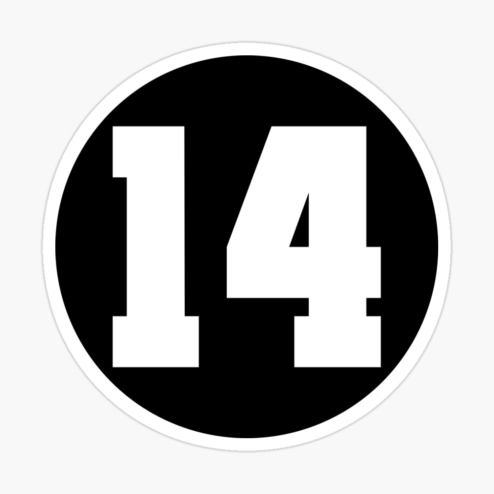 American football ball number 14, fourteen Sticker for Sale by  TheCultStuff