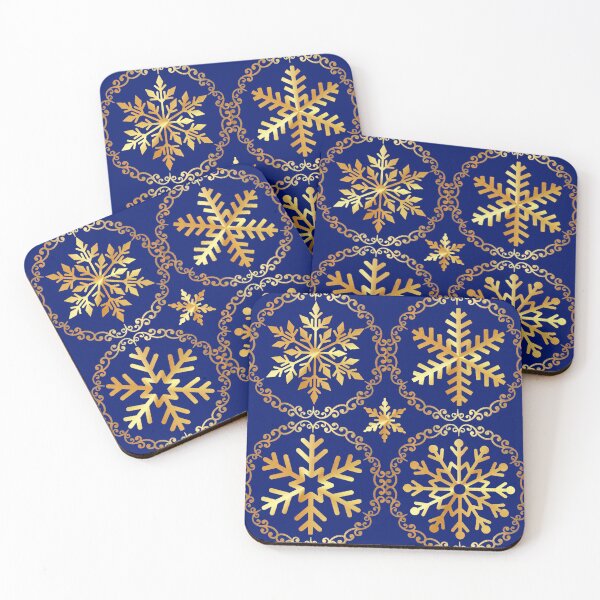Item preview, Gold and blue metallic snowflakes  designed and sold by KCAbdelnour.