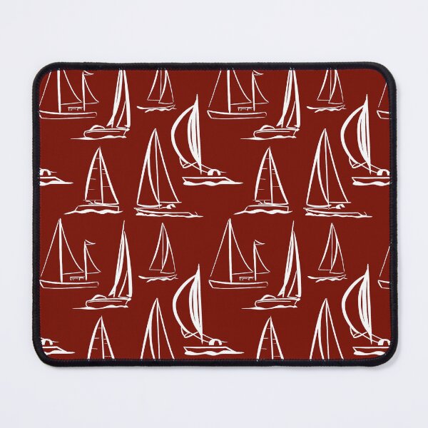 Item preview, Sailing Boats Pattern Version 5 - White on Red designed and sold by seasprayart.