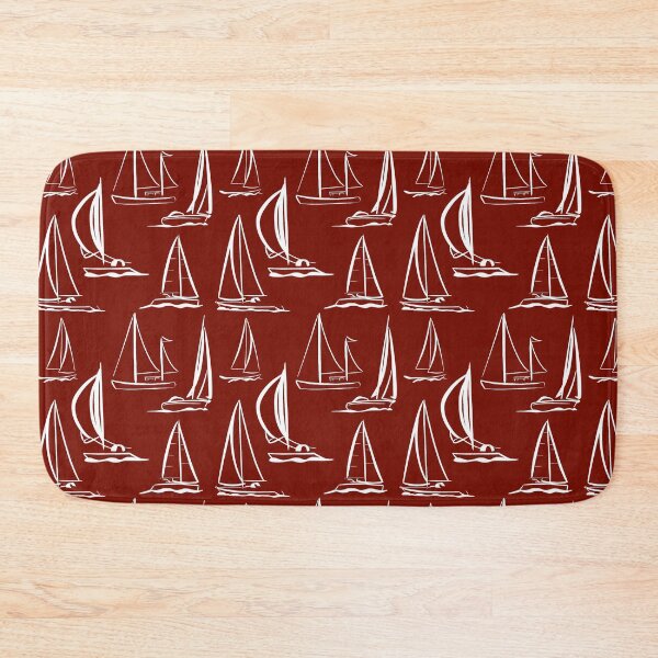 Item preview, Sailing Boats Pattern Version 5 - White on Red designed and sold by seasprayart.