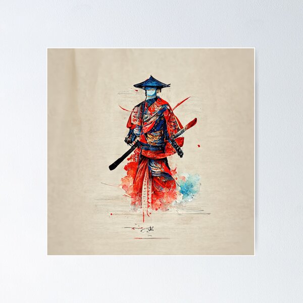 Item preview, Traditional Japanese Art Samurai Warrior with Katana in Hand designed and sold by Valro.