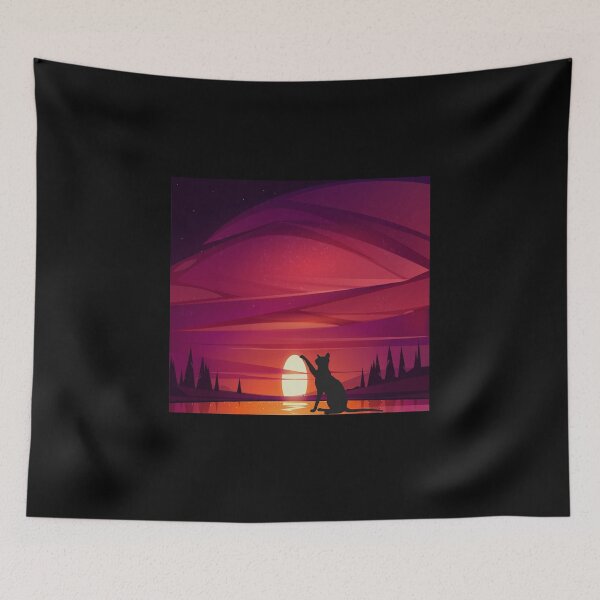 Item preview, nice sunset,cat looking at sunset designed and sold by SeniorPrint99.