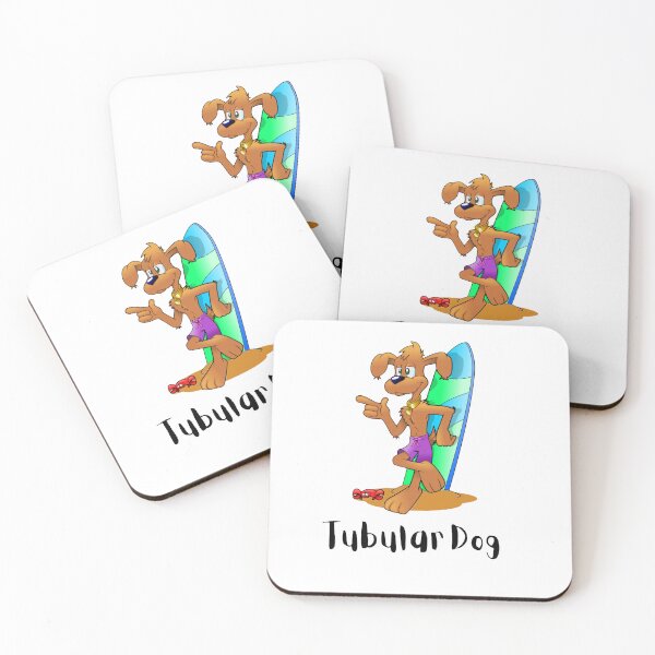 Item preview, Tubular surfing dog - cute dog leaning up against a surfboard - Dog Lover designed and sold by AspectArtWorks.