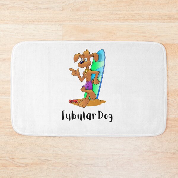 Item preview, Tubular surfing dog - cute dog leaning up against a surfboard - Dog Lover designed and sold by AspectArtWorks.