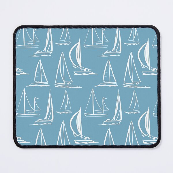 Item preview, Sailing Boats Pattern Version 6 - White on Light Blue designed and sold by seasprayart.