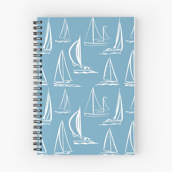 Item preview, Sailing Boats Pattern Version 6 - White on Light Blue designed and sold by seasprayart.