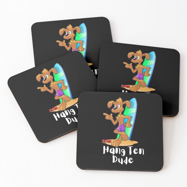 Item preview, Hang Ten Dude - cute dog leaning up against a surfboard - Dog Lover designed and sold by AspectArtWorks.