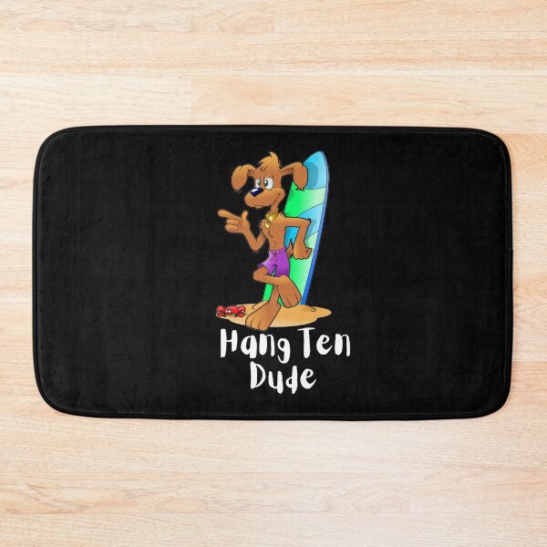 Item preview, Hang Ten Dude - cute dog leaning up against a surfboard - Dog Lover designed and sold by AspectArtWorks.